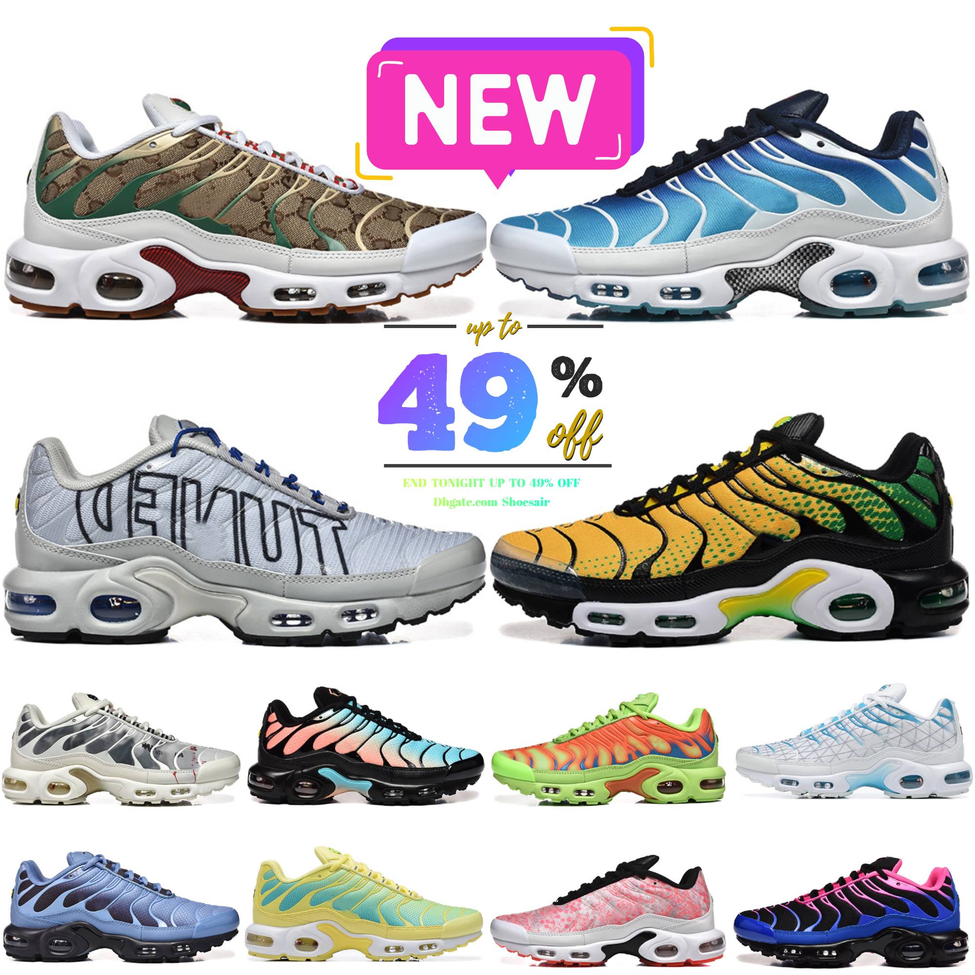 Mens Tn Plus Running Shoes Maxtns Tuned Black Red Lightsaber Wolf Grey South Beach Maize Pine Green Lemon Venom World Indigo Gradient Bred Chaussures TNs Men Sneakers