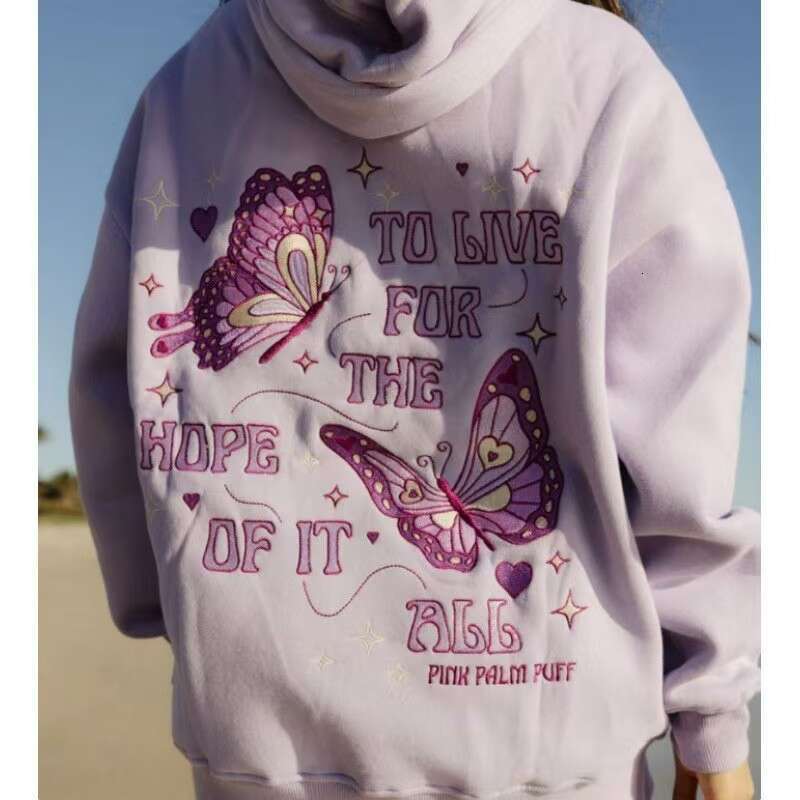 Professional Embroidery Cross-Border European Size Drop Shoulder Sleeve Ribbed Coconut Wave Pattern Hoodie Sweatshirt Jacket