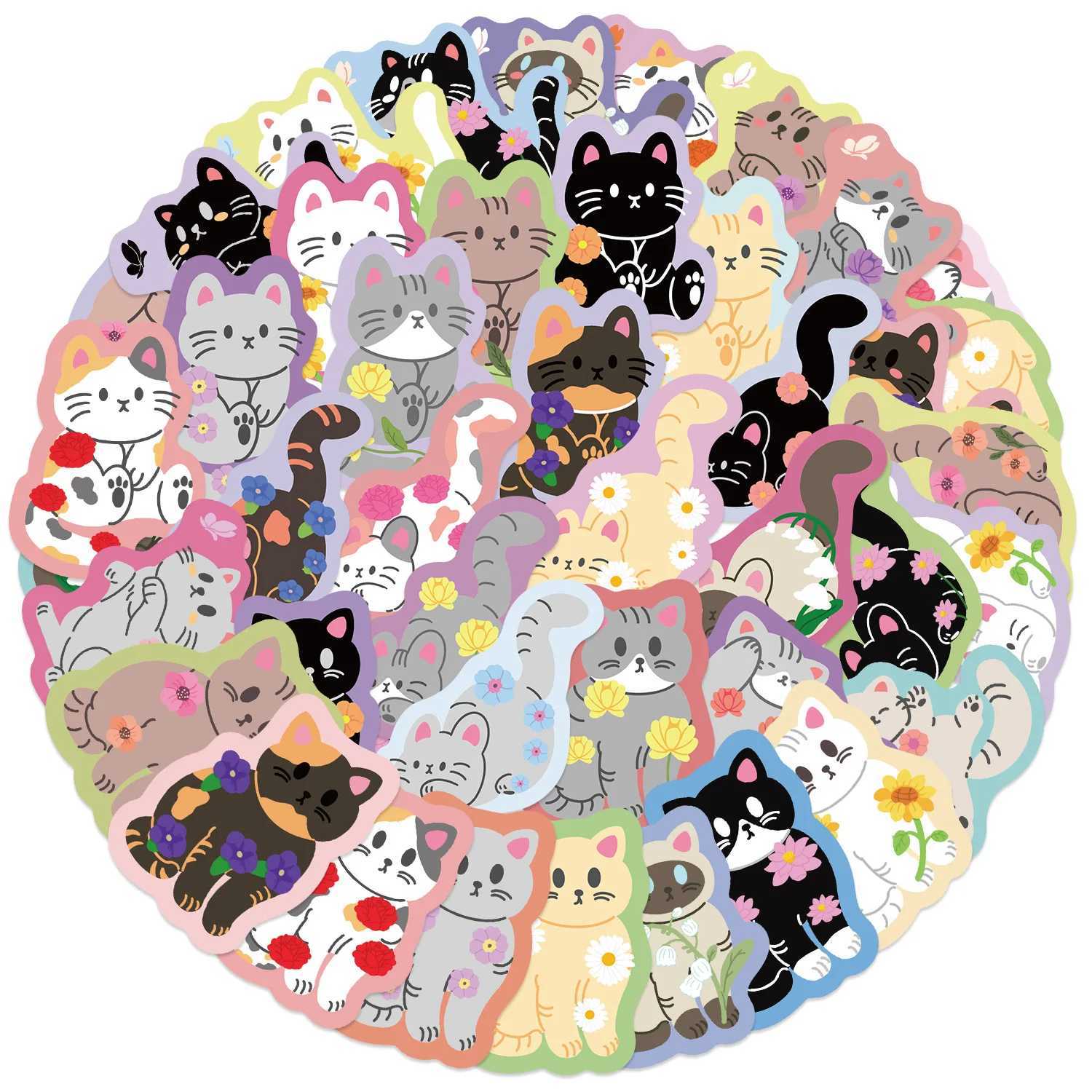 50PCS Kawaii Colorful Cat Stickers Cute Kitten Decals For Phone Laptop Suitcase Notebook Vinyl Decals C250918