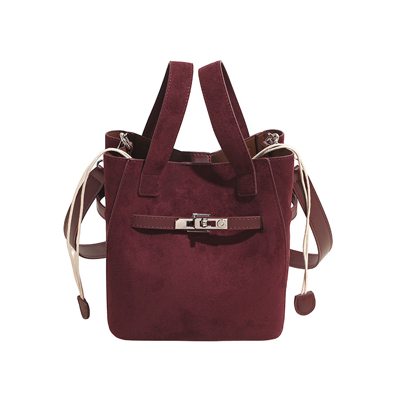 Designer bag free shipping New suede bucket bag with large capacity for commuting to work single shoulder cross body bag black red brown coffee