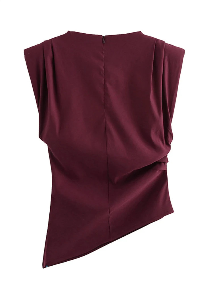 Fashion Shoulderless Top European American Style Simple Pleated Decorative 250918
