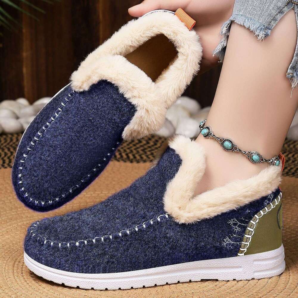 Winter with Fleece Lining, Thickened Cotton Shoes for Women, Cold-Proof Free shipping new and Warm Snow Boots, Slip-On Fashion Short Boots