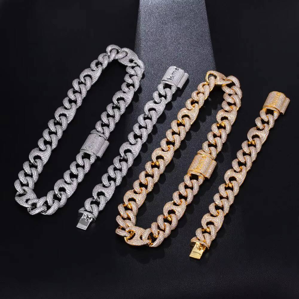 New Arrival 18MM Real Gold Plated Full Iced Out Miami Cuban Link Chain Mens Cuban Link Necklace