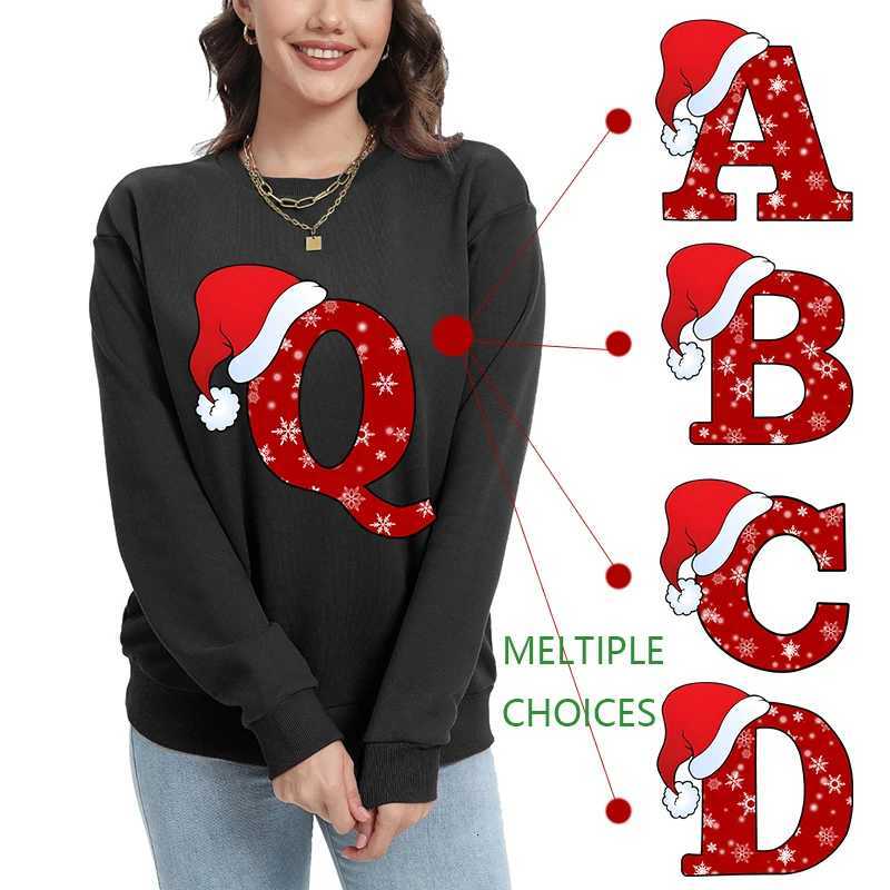 Y2K Casual Pullover AZ Christmas Print Clothes Hoodies Long SLeeves Clothing Women Fashion Hoodless Sweatshirt BlackZ250918