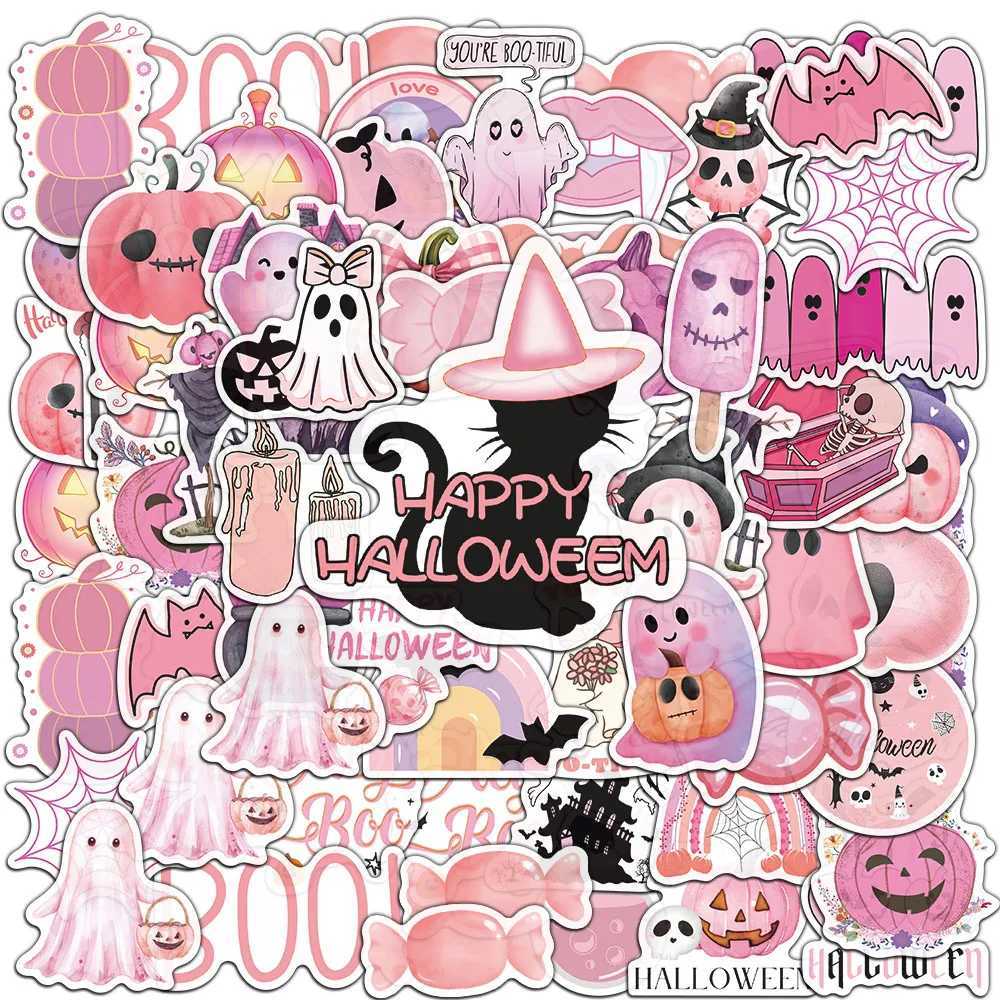 50PCS Pink Halloween Stickers Cartoon Decoration Phone Cases Laptop Suitcases Desktop Decoration Stickers C250918