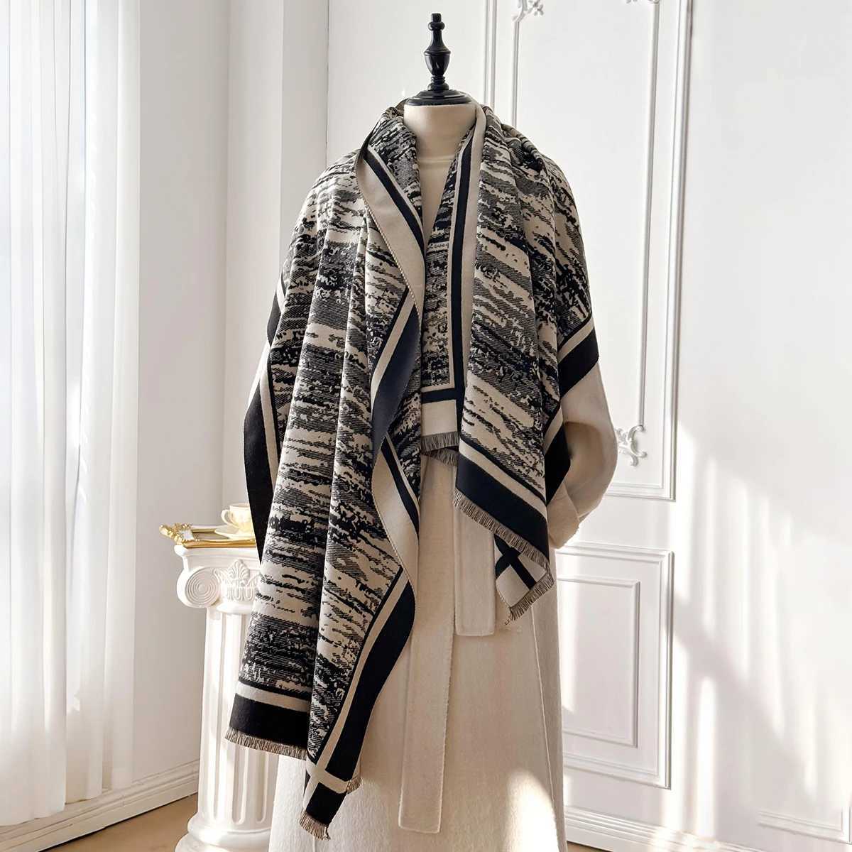 Wens Winter Fashion Warm Thick Imitation Cashmere Poncho Luxury Shl Wr Versatile Bufanda Echarpe Scarf Y250918