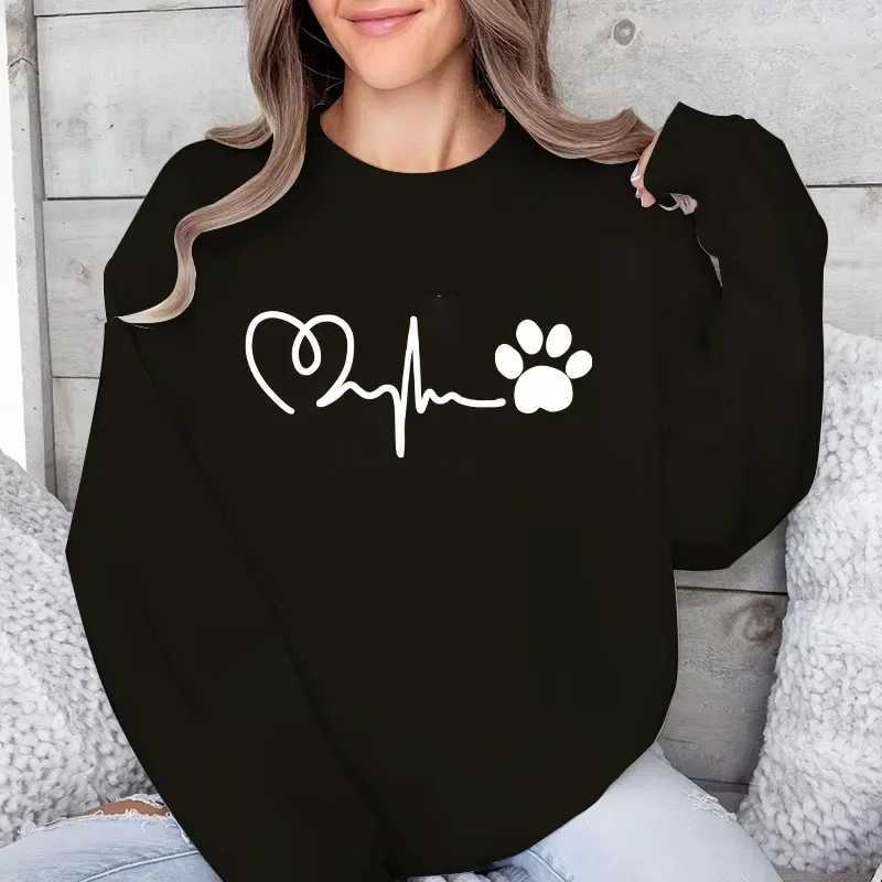 2025 Womens Sweatshirts Cute Print O Neck Tops Casual Jogging Pullover Autumn Winter Long Sleeves Women ClothingZ250918