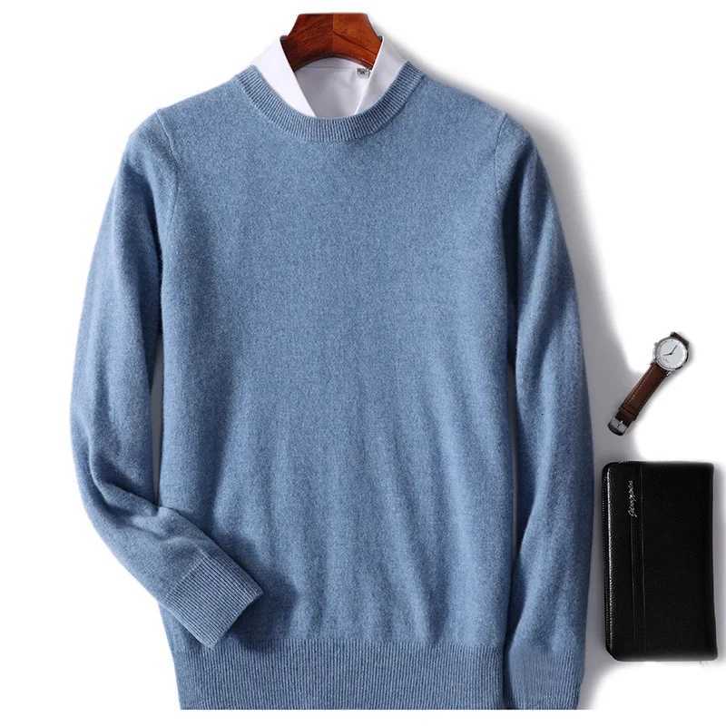 Mens Sweater AutumnWinter 100 Wool Sweater Round Neck Long Sleeve Hoodie Loose Solid Color High end Knitted Cashmere SweatersZ250918