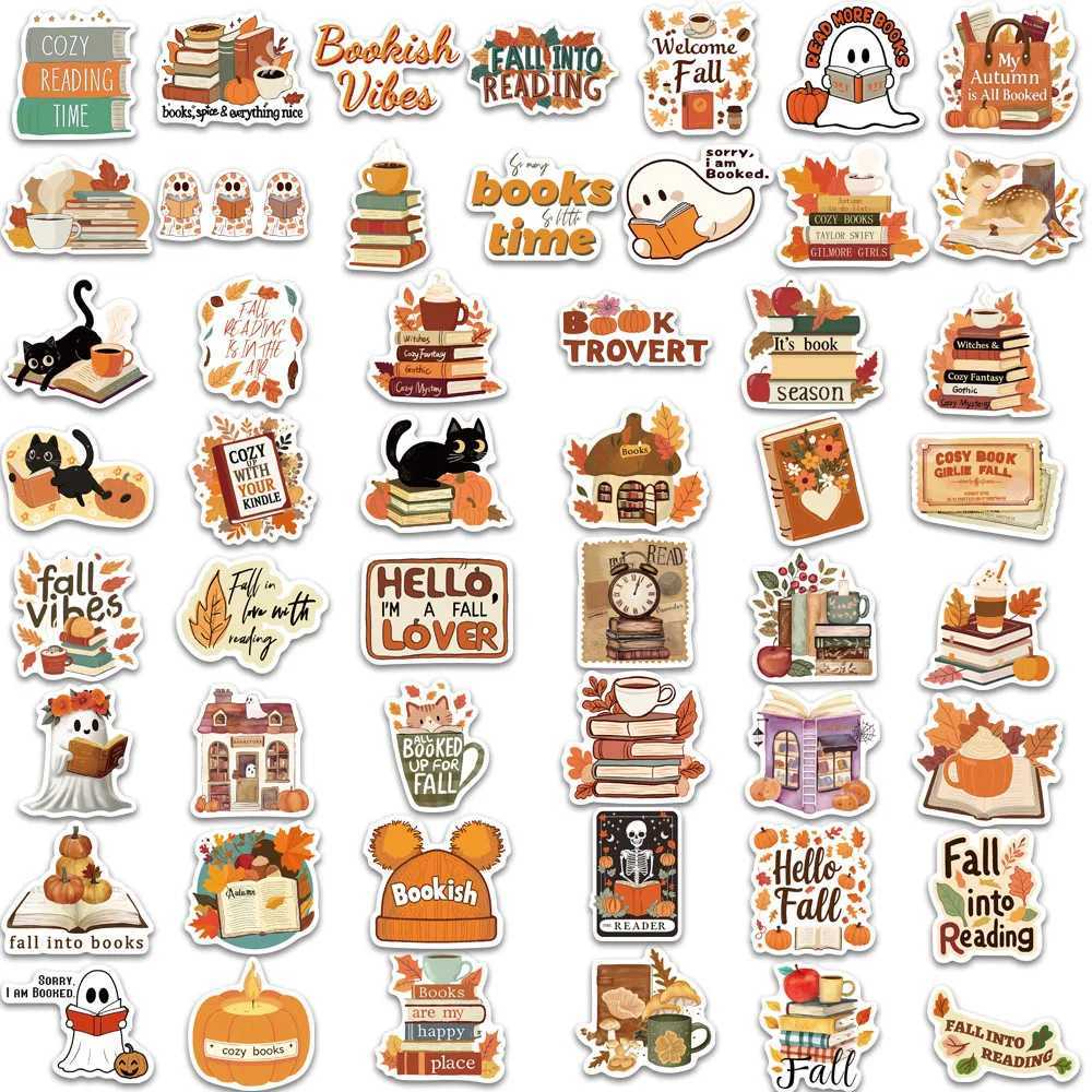 50PCS Creative Bookish Fall Stickers Decorative Phone Cases Notebook Bottles Personalized Waterproof Stickers C250918