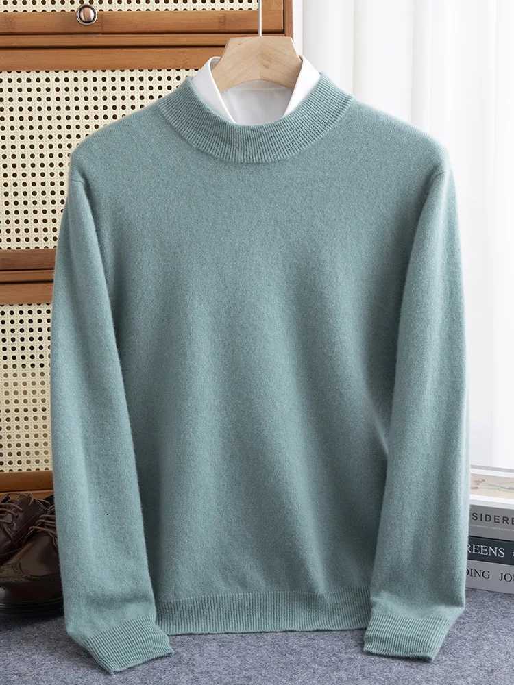TLOML Mens Mock Neck Wool Pullover Sweater Basic Solid Soft Warm Cashmere Sweater 100 Merino Wool Knitwear Autumn Winter TopsZ250918