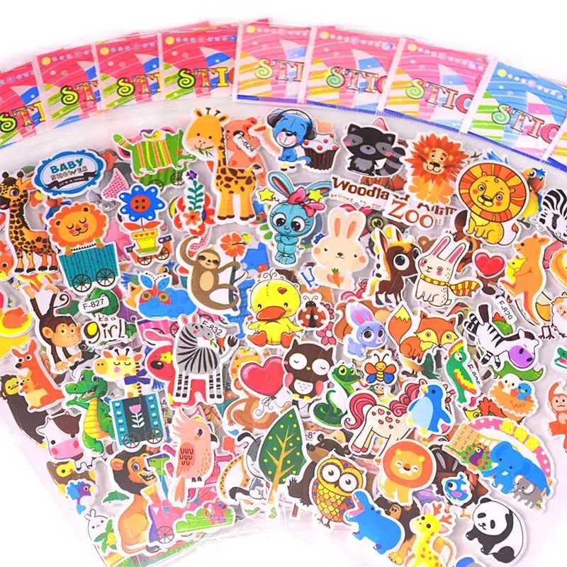 10 Sheets Kids Stickers Cartoon Animal Puffy Sticker Birthday Christmas New Year Gift for Girl Boy Cartoon Scrapbooking Stickers C250918