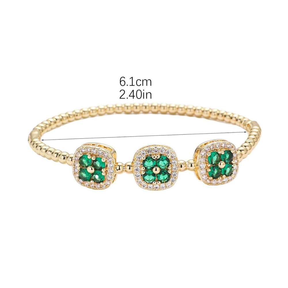 2024 Spring New Fashion Light Style Niche Design High-End Geometric Quadrilateral Pattern Copper Bracelet ddmypluto