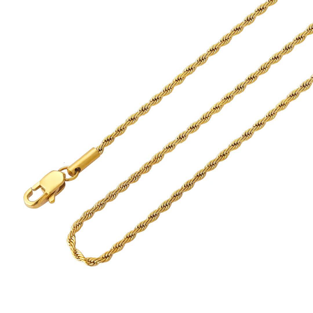 KRKC Pure Gold Rope Chain 18k Real Filled Gold Chain Solid Gold Cuban Chain Necklace for Men Women