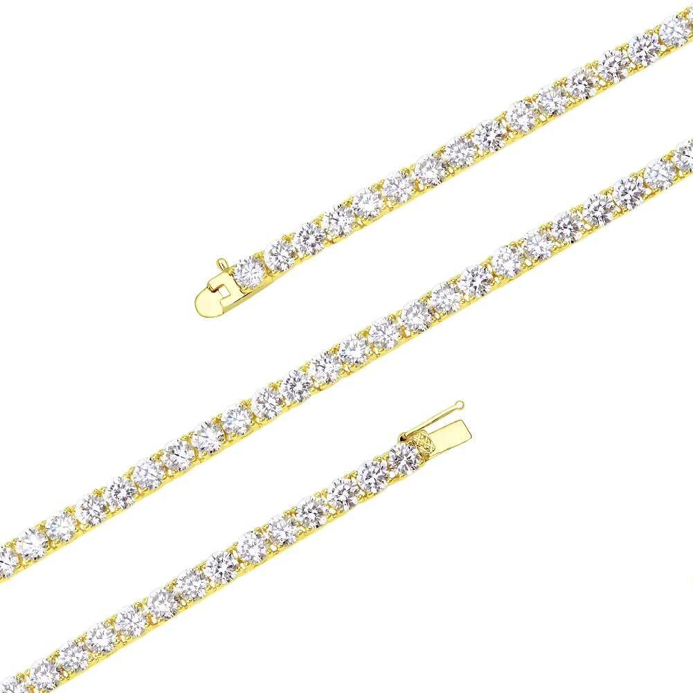 KRKC Hip Hop Jewelry 18inch 3mm Aaaaa Cz Diamond Moissanite Iced Out Tennis Necklace Chain for Women and Men