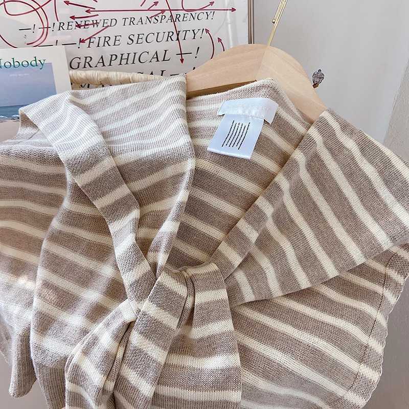 Striped Knitted oder Wr Scarf Wens Lightweight Fake Collar Ne port Spring Autumn Summer Tren Faion Accory Y250918