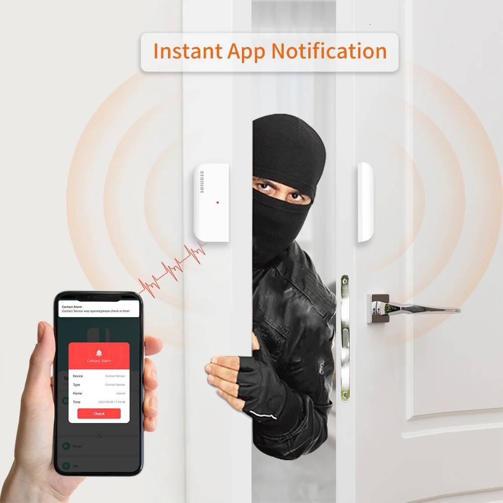 Staniot Tuya Wifi Window Sensor Door Open Closed Detector Compatible With Alexa Google Home Smart Life App Control