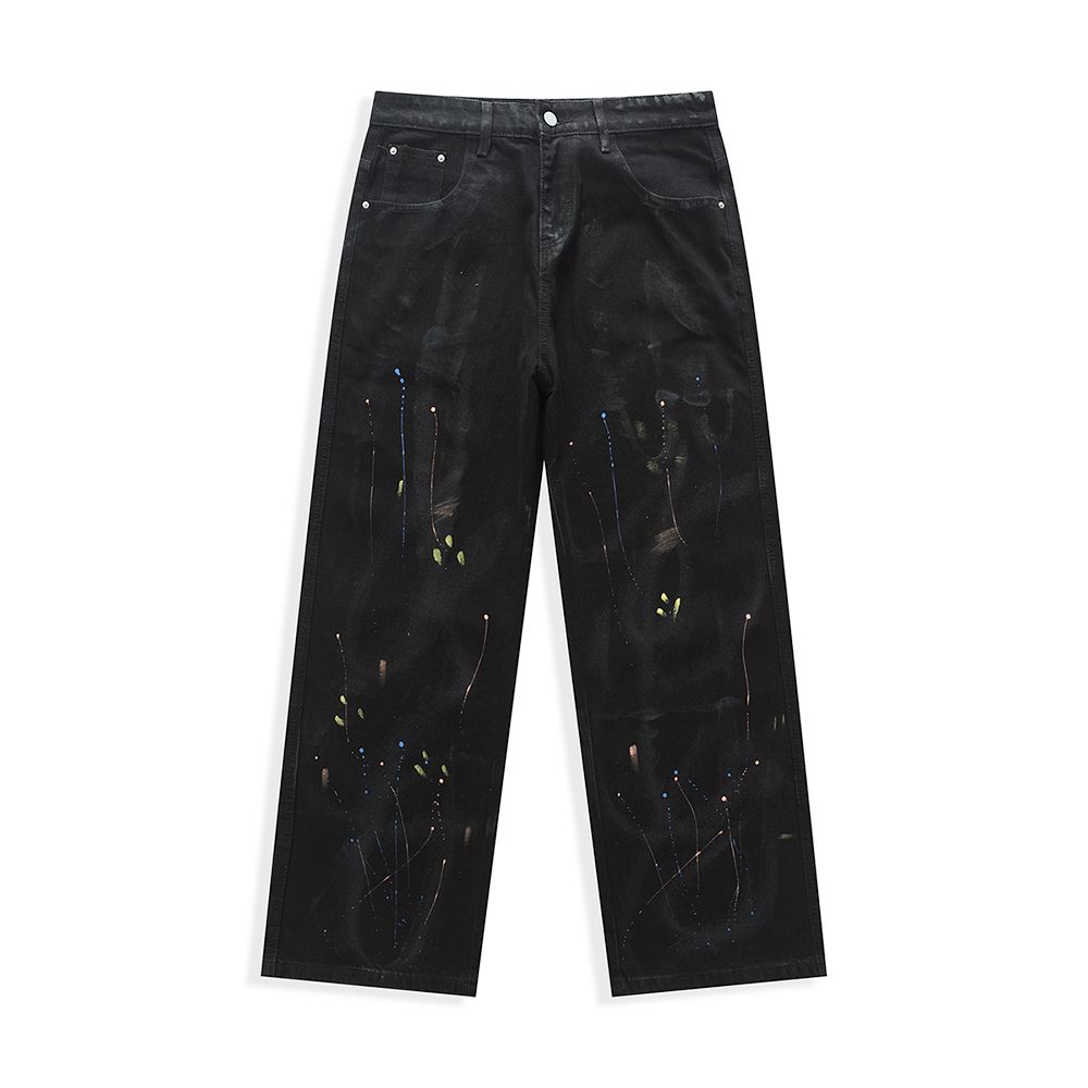 Men's Jeans Autumn New Loose Straight Pants - Unisex Cool Colorful Splatter Painted Trousers