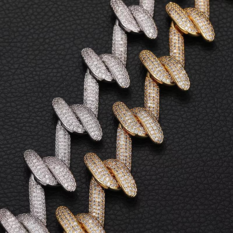 ICE Jewelry Hook Design Hip Hop Iced Out Cuban Link Necklace High Quality Moissanite Cuban Link Chain for Men