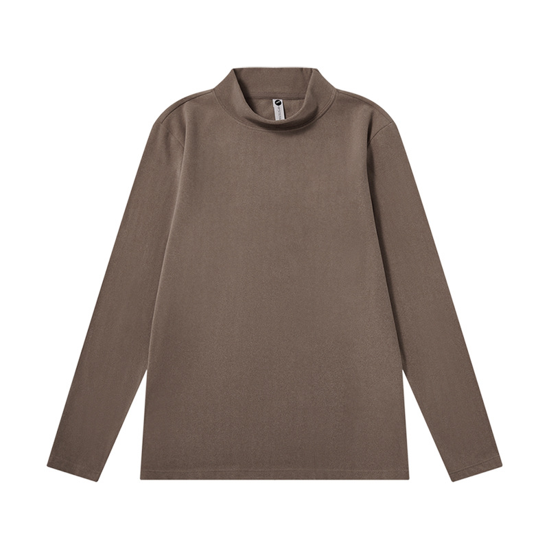 Unisex 285g Double-Sided Fleece Turtleneck Tee - Elastic, Warm Inner Wear for Men, Women & Teens (Autumn/Winter)-12DR