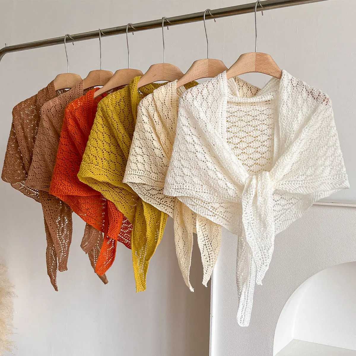 Korean Hollow Out Knitted Shl Summer Air Conditioning Fake Collar Neck Guard Knit Thin Knotted Ce Shoder Scarf For Wen Y250918