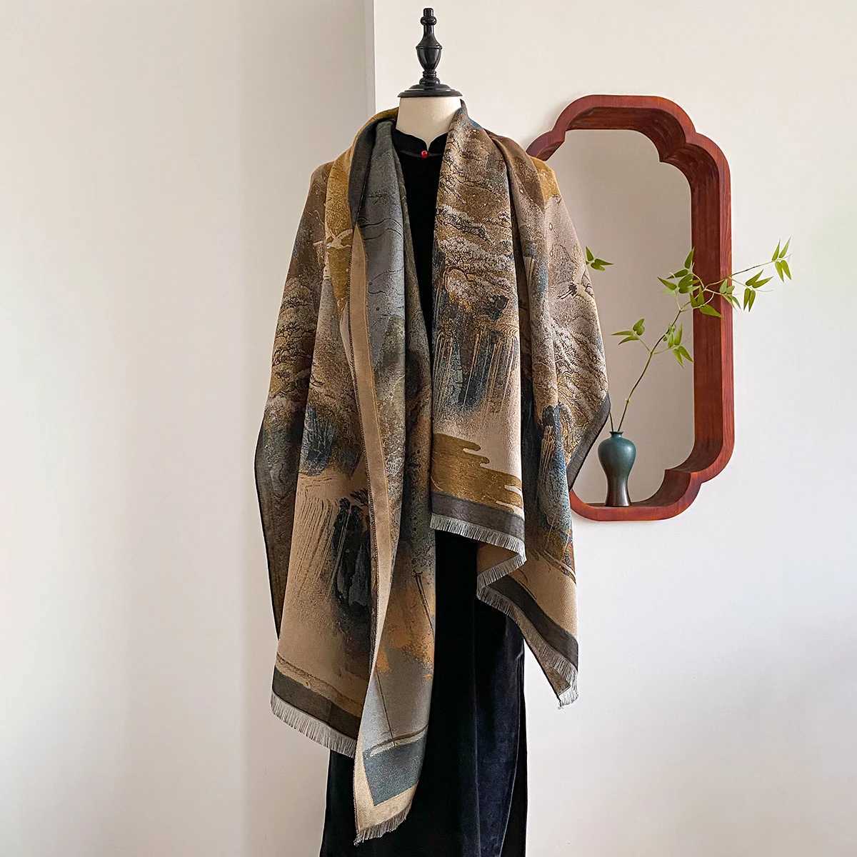 New Winter Elegance National style Cashmere Scarf For Wen Fem Luxury Brand Shl Poncho Thick Blanket Warm Bufanda Y250918