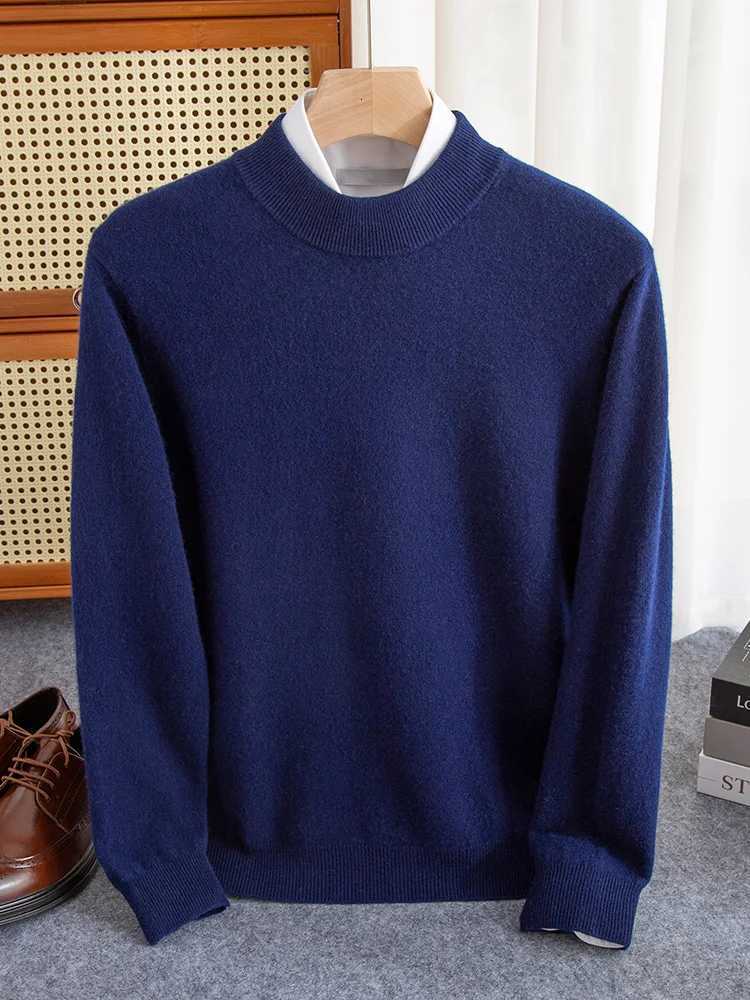 TLOML Mens Mock Neck Wool Pullover Sweater Basic Solid Soft Warm Cashmere Sweater 100 Merino Wool Knitwear Autumn Winter TopsZ250918