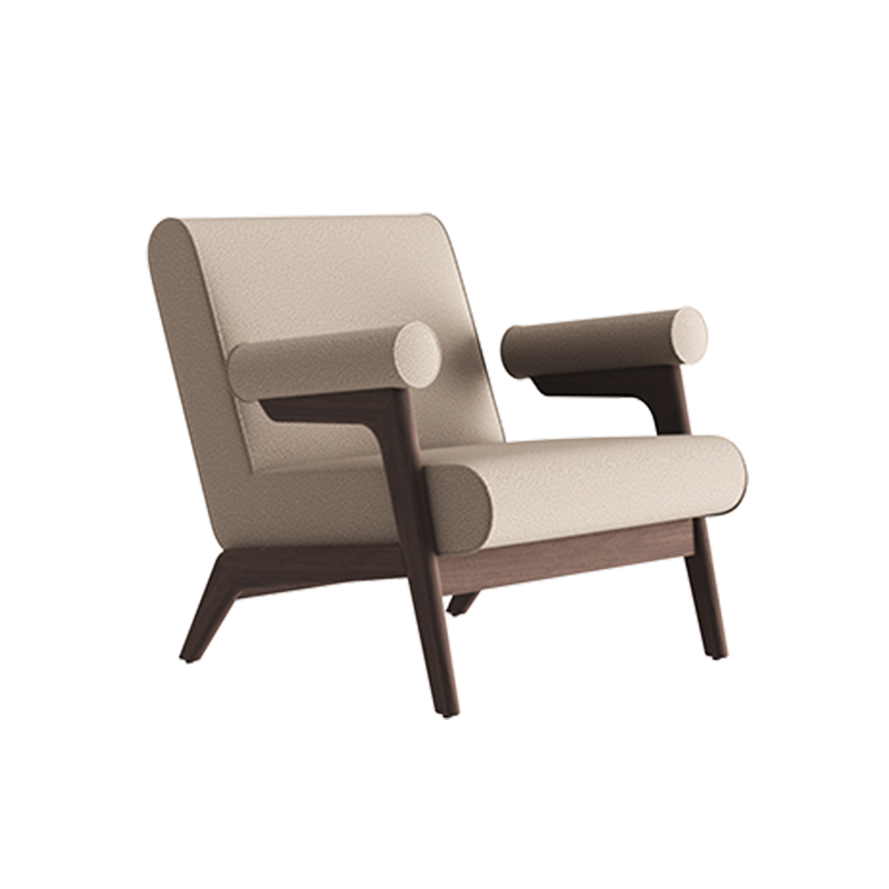 Living Room Furniture Elegant Antelope - themed Beige Upholstered Wooden Lounge Chair for Home Interiors