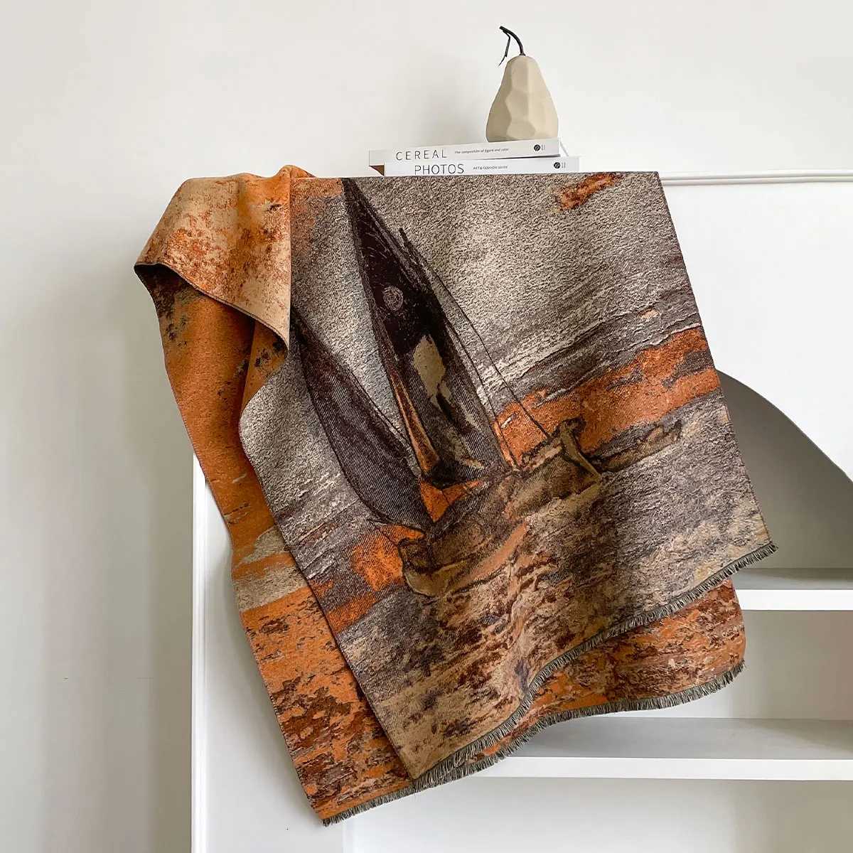 Luxury Winter Cashmere Scarf Wen Design Warm Blanket Poncho Scarves Fem Oil painting Shl Thick Foard Bufanda Y250918