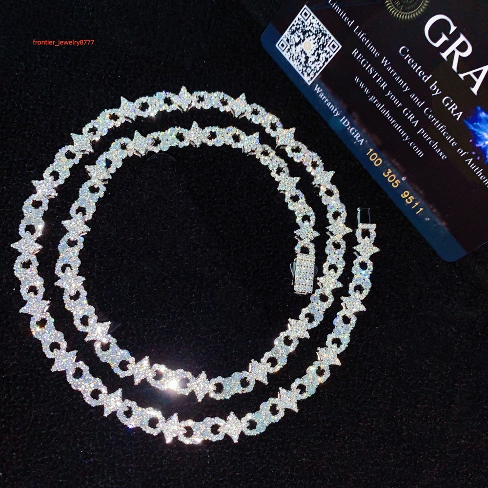 New Small Iced Out Necklace Little Star Infinity Link Chain Moissanite Cuban Bracelet Custom Hip Hop Diamond Cuban Links