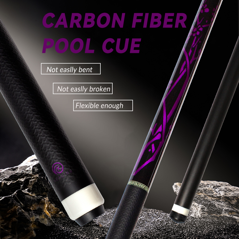 OKHEALING 1/2 Split Carbon Fibre Pool Cue Billiard Cue Stick Tip Diameter 12.9mm Total Length 1474mm/58inch Radial Pin Joint Weight 20Oz Billiard Stic