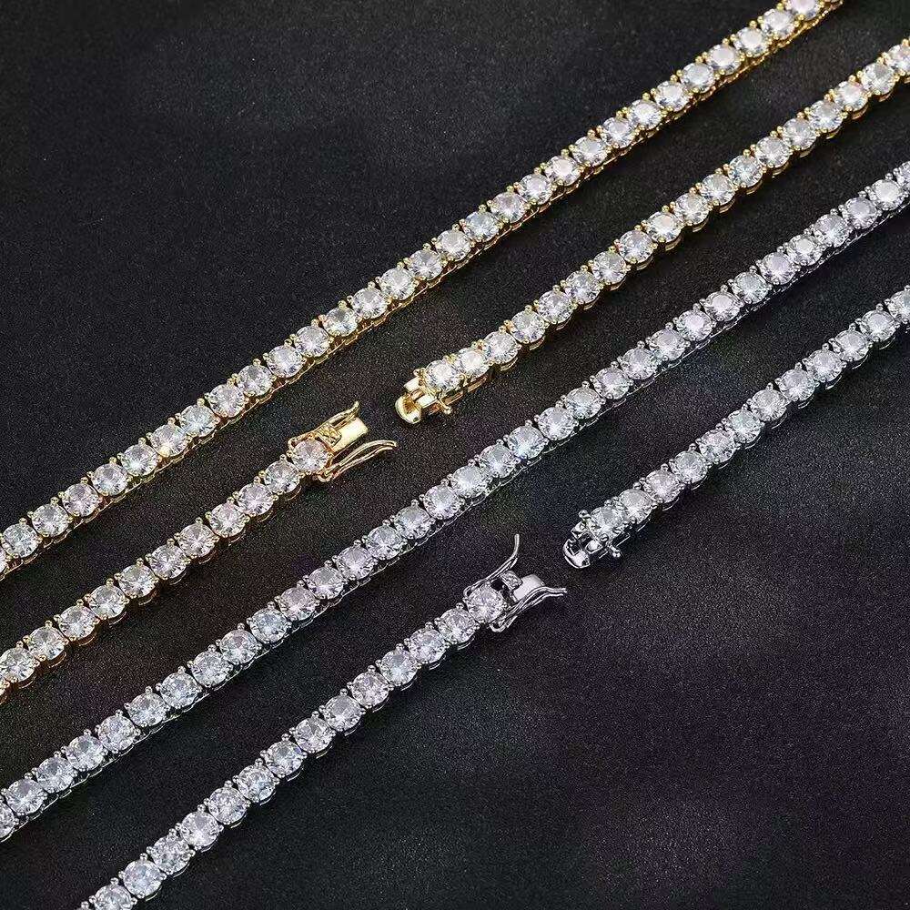 VVS Pass the test of moissanite tennis chain 2mm 3mm 4mm 5mm 6.5mm wide bracelet vvs tennis chain for men and women gifts