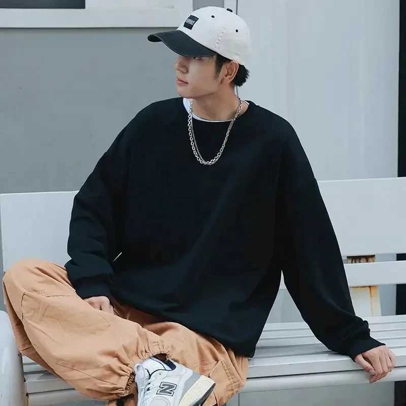 Cotton Sweatshirt Mens and Womens Autumn Solid Color Pullover New Fashion Casual Street Wear Basic Solid Color SweatshirtZ250918