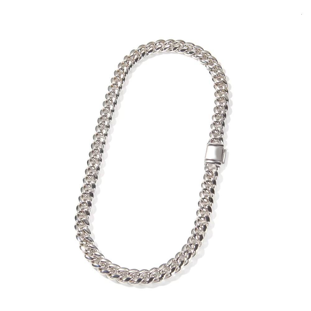 1MOQ Hip Hop 12MM Sterling Silver Soild Cuban Link Chain 925 Silver Miami Cuban Link Necklace for Men and Women