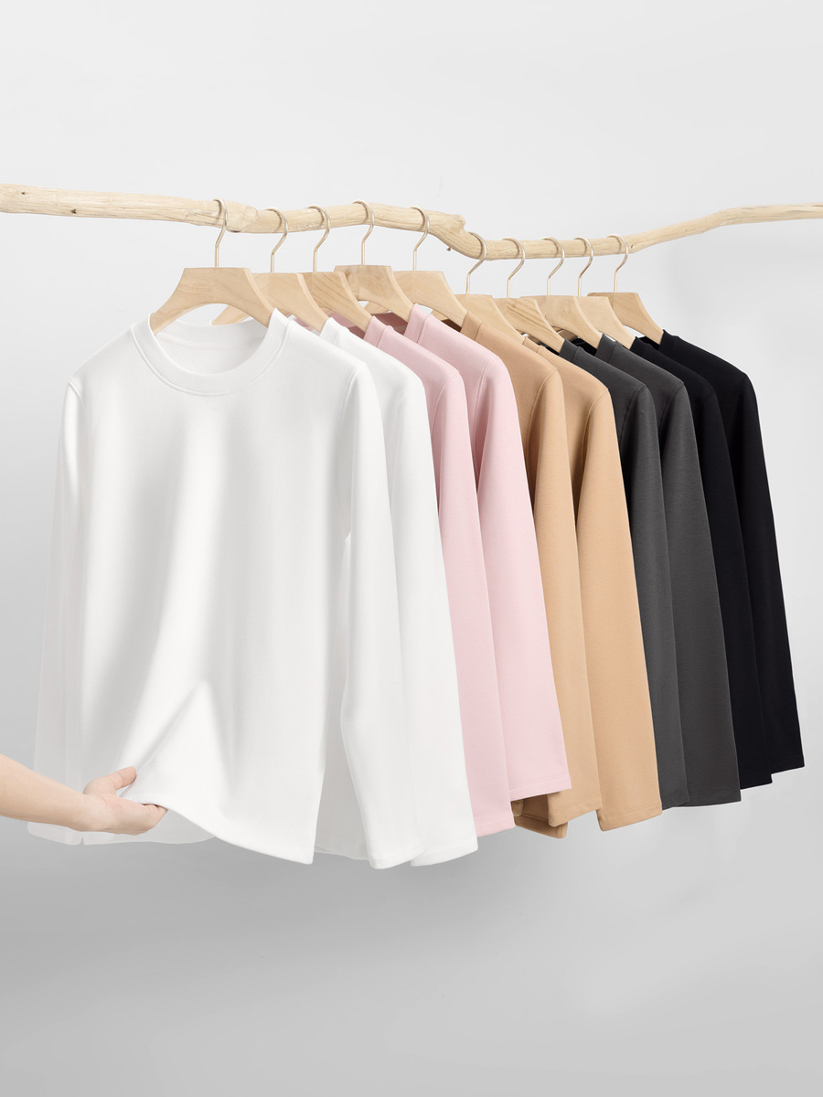 Winter New Arrival 280g Heavyweight Long-Sleeve T-Shirt: Unisex Casual Style, Versatile Wear, Fleece-Lined Sweatshirt for Layering-1108T