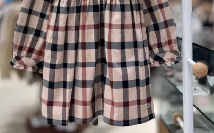 Korean Childrens Girls White Collar Plaid Dress 806 C250917