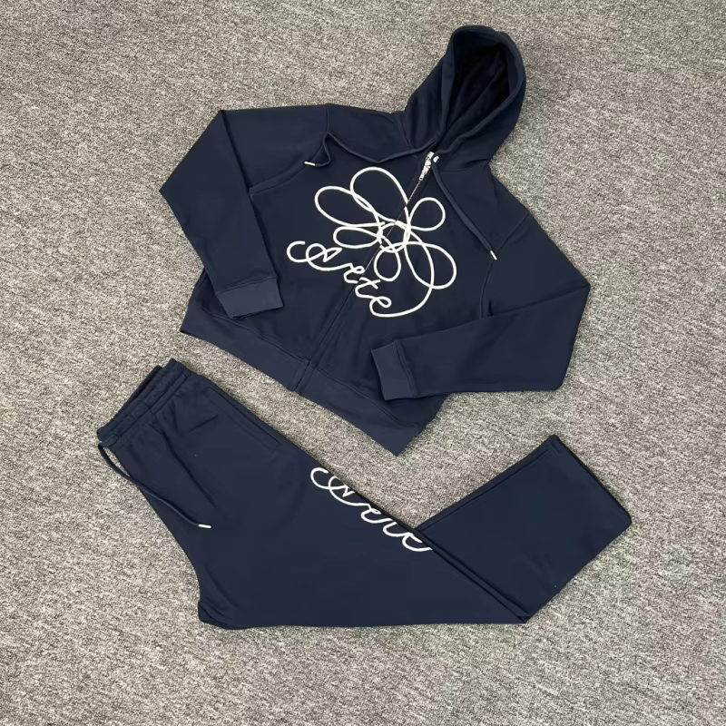 Embroidery Zipper Jackets Black Pure Cotton Women Casual Oversized Hoodies Men Clothing