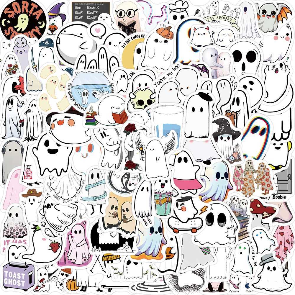 100pcs Funny Cartoon Ghost Stickers For Luggage Guitar Phone Diary Waterproof Graffiti Kids Toy DIY Cute Spooky Laptop Decals C250918