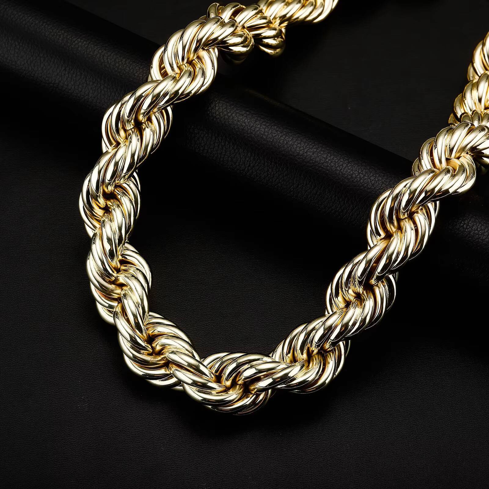 Hip Hop 30MM 14K Gold Plated Rope Chain Oversize Rope Chain for Men Gold Chain Necklace