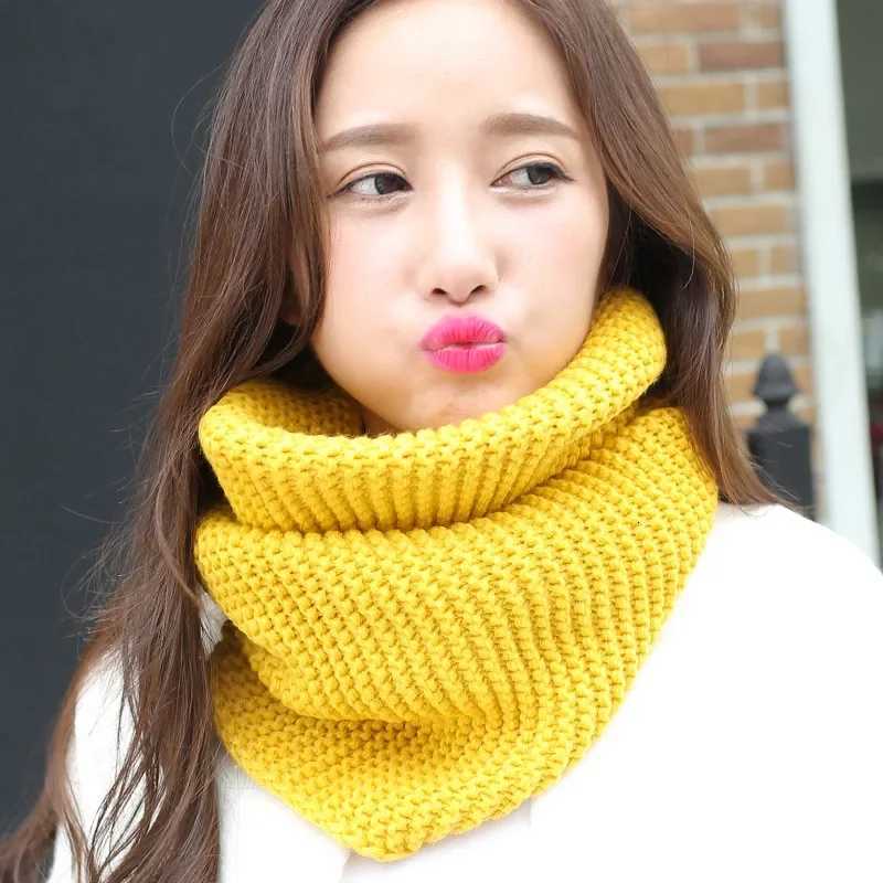 Solid Color Thick Knit Scarf for Wen Autumn Winter Korean Style Warm Neckwear Scarf Y250918