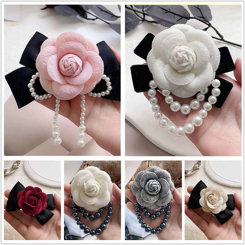 designer brooch new style style camellia brooch bowknot highend feel corsage pin versatile bow tie flower pearl veet for women brooches designer brooc