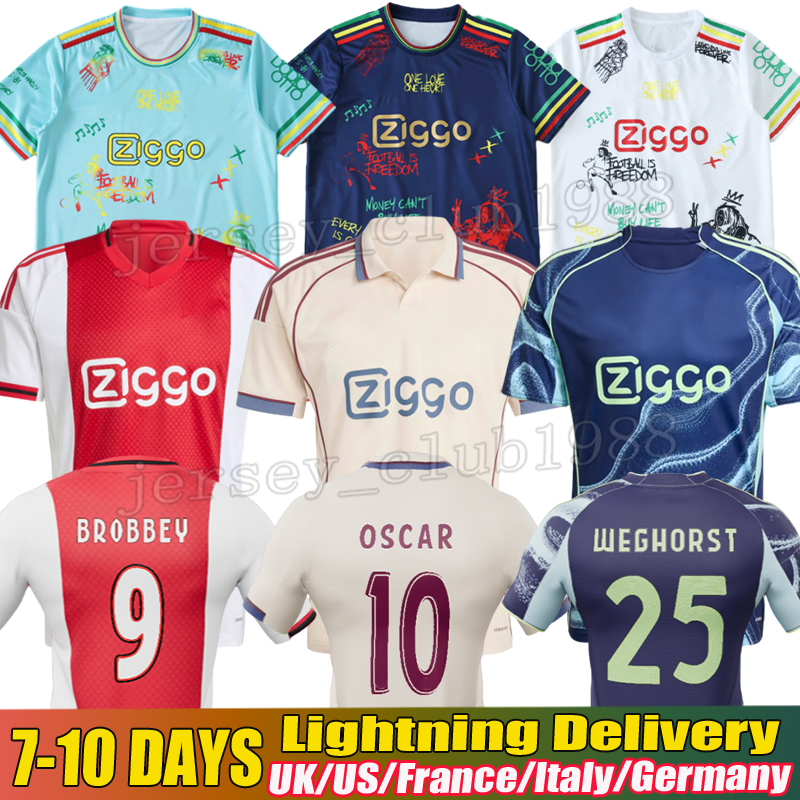 AMS 25 26 Soccer Jerseys football shirt Wout Weghorst Kenneth Taylor Brian Brobbey Oscar Gloukh Raul Moro Youri Baas mens kit kids Amsterdam tenue jersey