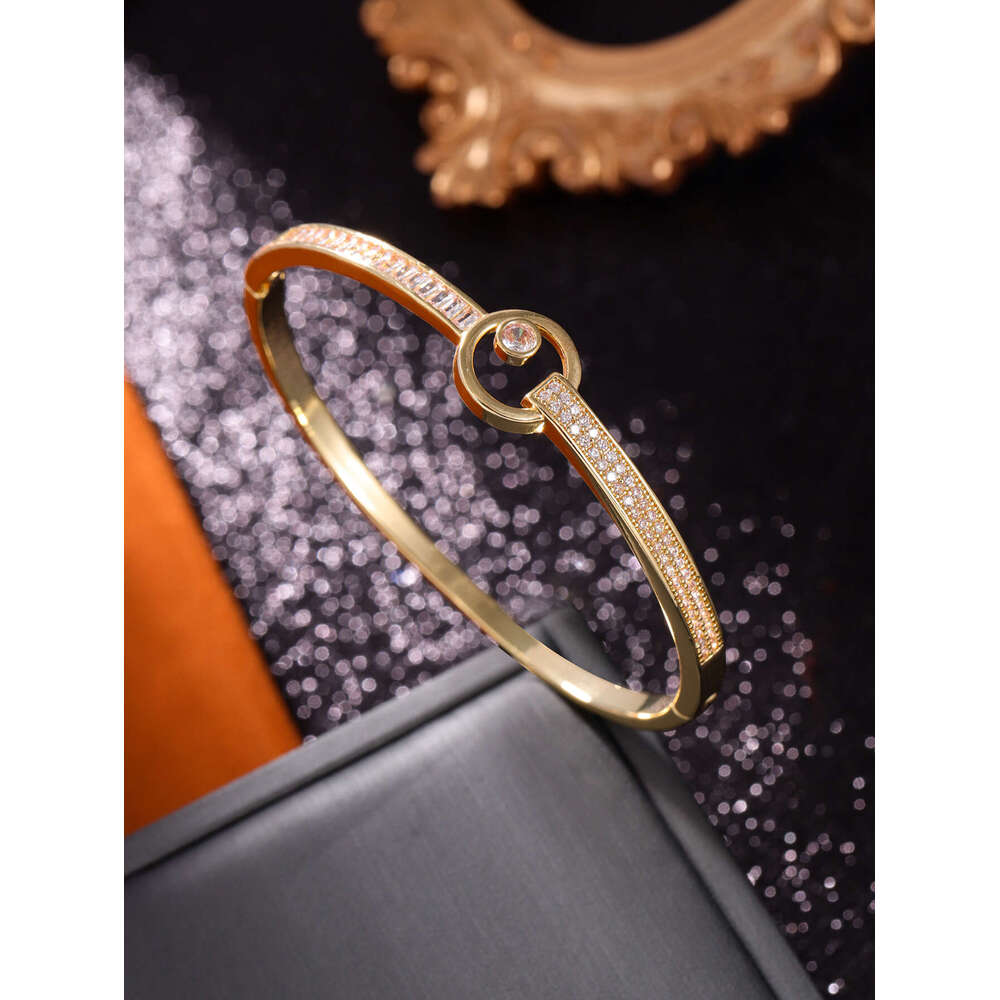 New Hot-Selling Concentric Circle Copper Inlaid Zircon Simple Style Fashionable Personality Elegant High-End Bracelet ddmypluto