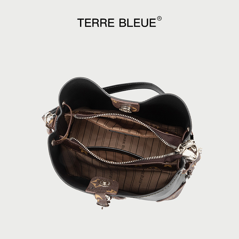 free shipping Versatile large capacity shoulder crossbody bag fashionable bucket bag niche high-end handbag