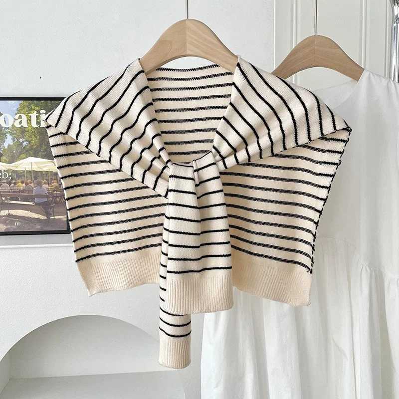 Spring Fall Solid Color Knitted Shl Stripe Shoder Ce Autumn Elegant Style Outside Sunscreen Cloak For Wen Y250918