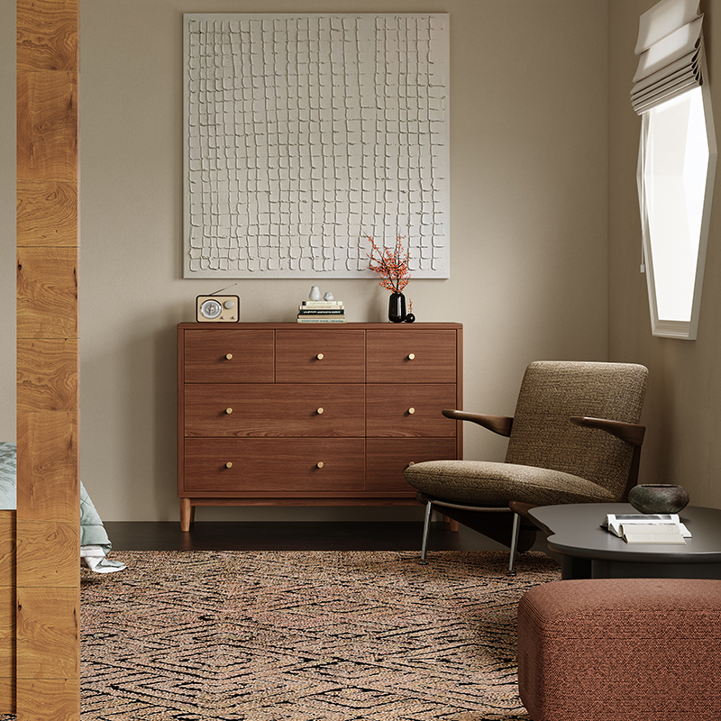 Living Room Furniture Mid - Century Modern Beige Fabric Swinging Ribbon Lounge Chair with Wooden Arms