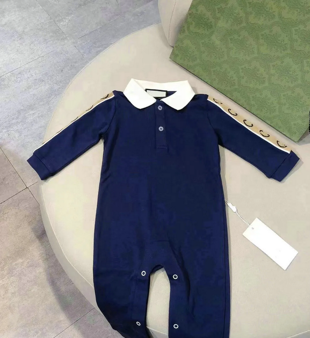 100% cotton kids designer Rompers baby boy girl top quality Long sleeve clothes 1-2T newborn Spring Autumn lapel Jumpsuits children's clothing Jumpsuits&Rompers
