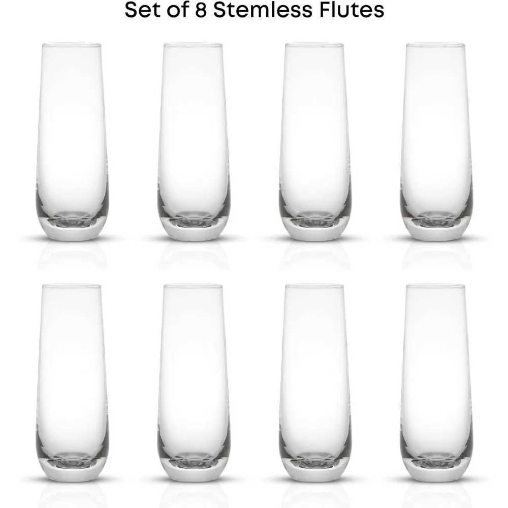 Milo Stemless Champagne Flutes Set of 8 Crystal Glasses 95oz Prosecco Wine Flute Mimosa Glasses Cocktail Glass Set Water H F250918