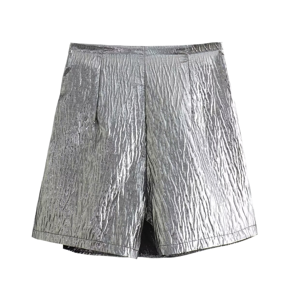 Women's Shorts TRAFZA 2024 Woman Knot Mini Skirt Gold Skort Pleated High Women Waist Short Skirts Chic Elegant