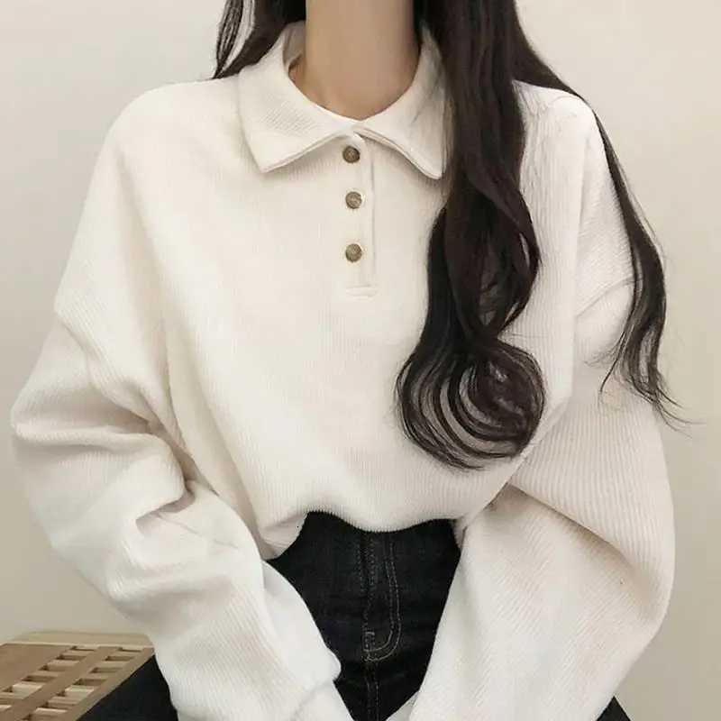 Sweatshirts Women Kawaii Pure Simple New Autumn Turndown Collar Preppy Style Fashion Tender Girlish Loose Basics Ulzzang FemaleZ250918