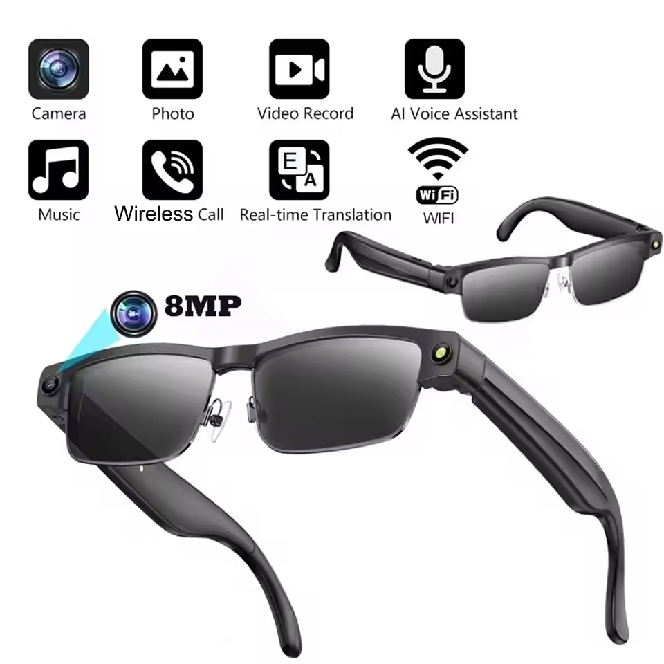2025 New Product L802 AI Smart Glasses 8-Megapixel Dual-Microphone Noise-Cancellation Object Recognition High-Definition Sound Quality Smart Translati